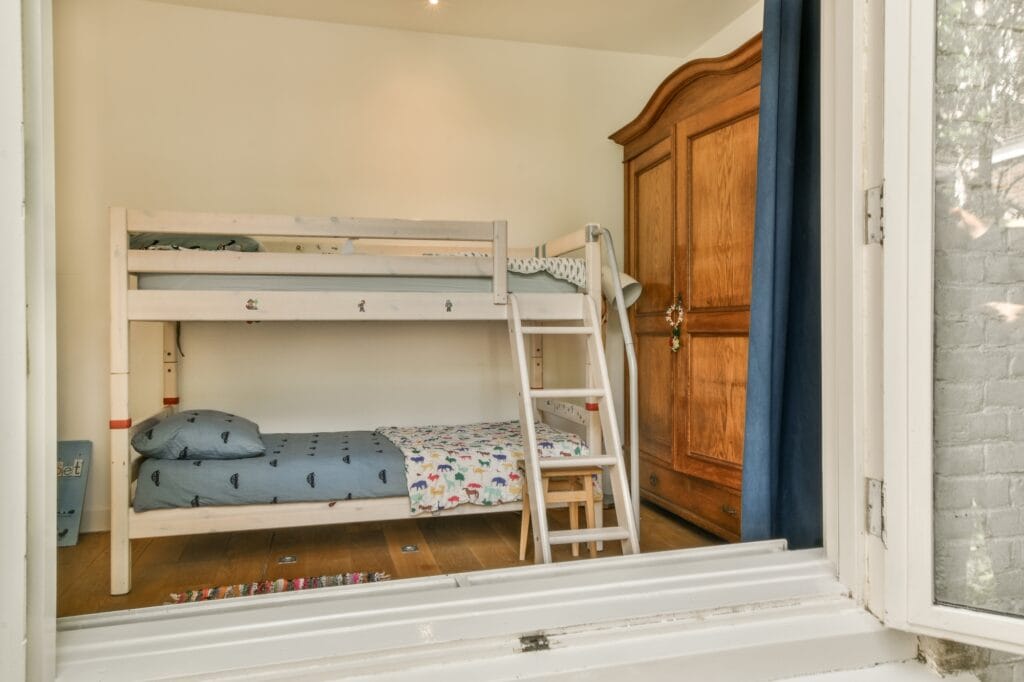 A bunk bed in the children's room