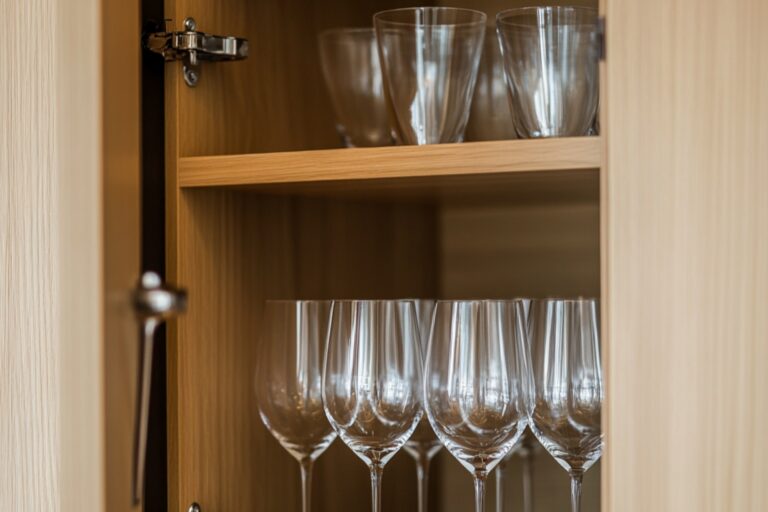 Fragile glassed in the kitchen cabinet in the concept of 'How to Pack Fragile Items'.