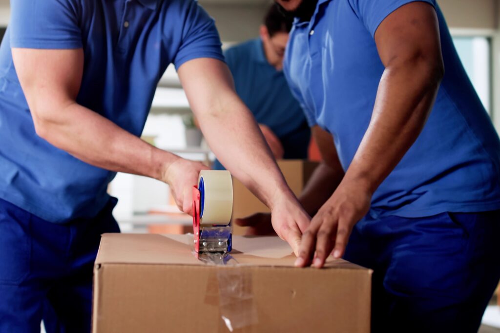 Professional packers sealing a box in the concept of 'What Are the Benefits of Hiring Professional Packers'.